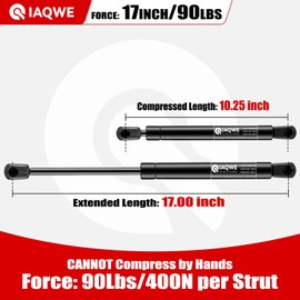 C1615072 17" Gas Struts Force 90Lbs/400N Lift Support Gas Spring for Camper Shell Rear Window Tonneau Cover Topper Window Gas Shock by IAQWE, 2 Pack