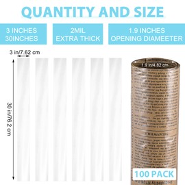HOFURME 100 Pack Poster Poly Bags, Long Blueprint Storage tube 3x30 Inch, Clear Flat Open Blueprint Storage Poster Tube for Large Narrow Items, Waterproof