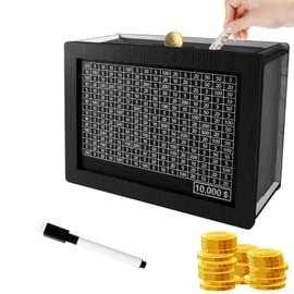 Wooden Money Box, Wooden Saving Money Box with Counter,10,000 Retro Cash Saving Box,Portable Money Wooden Savings Box,Money Vault for Cash Piggy Banks,Coin Saver Bank For Adults & Children