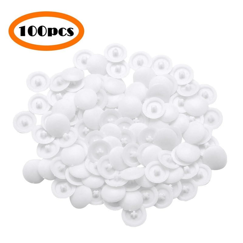 100 Pieces White Screw Cap Covers Assortment Plastic Self Tapping