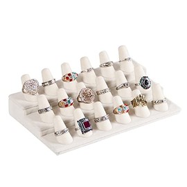 Coward - Soporte De Exhibición De Anillos De 18 Soportes, Organizador De Anillos En Terciopelo Beige Para Almacenamiento De Joyas Y Cajones