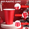 Dualshine 100 Pack Red Plastic Cups 16 oz, Disposable Cups