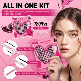 Lash Clusters Kit Eyelash Clusters Bunny Eye Cluster Eyelash Extensions Wispy Eyelash Extension Kit Individual Lashes with Bond, Remover, Applicator Natural Look