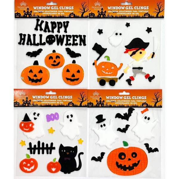 Halloween Gel Window Clings: Pirate Ghosts Ghouls and Jack O