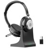 Wantek Headset mit Mikrophone, Wireless Headset 882BT mit Ladestation, V5.2