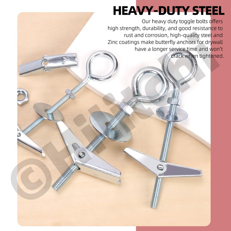 Hilitchi 18Pcs 3 Sizes O-Shaped Toggle Bolts and Wing Nut