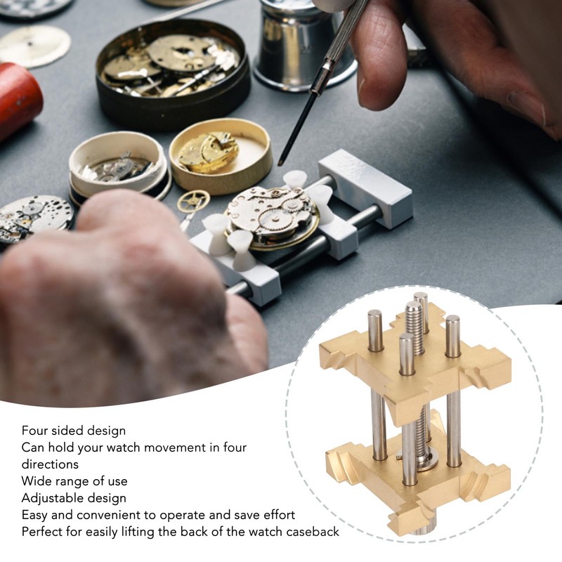 Watch Movement Holder Fixed Base Adjustable 4 Sided Watchmaker Clamp