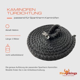 Spartherm Door Seal 3 m Diameter 18 x 8 mm Flat Cord Seal for Spartherm Ambiente A1 Passo S, Senso S, Speedy 1V-51, Speedy M-51, Mini 2R-51