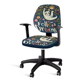 ELEDIZI Sloth Office Chair Cover, Gaming Chair Covers, Soft Stretch Washable, Cute Sloth Floral, Universal Size, 17"H x 20"W x 2E+1"D