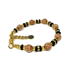 Sospiri Venezia Women's Bracelet with 7 Glass Beads 8 mm Diameter Original Murano Glass Gift Jewellery Made in Italy Certified, Glass