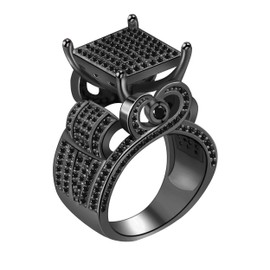 Uloveido Rose Gold Plated Tiny Cubic Zirconia Square Princess Ring, Fashion Wide Band Cocktail Ring for Women (Rose Gold, Size 10), T1/2(62.1mm), Crystal, Cubic Zirconia, Crystal, Cubic Zirconia