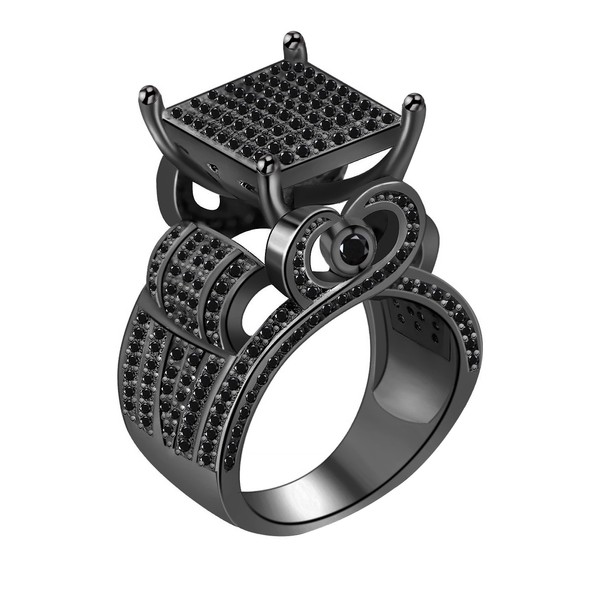 Uloveido Rose Gold Plated Tiny Cubic Zirconia Square Princess Ring,