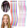 24 PCS Kids Hair Extensions for Girls, Clip in Rainbow