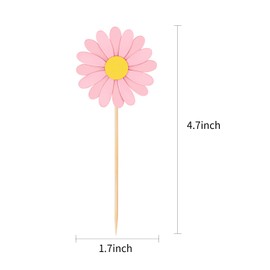 24Pcs Daisy Cupcake Toppers Flower Chrysanthemum Party Decorations for Birthday Wedding