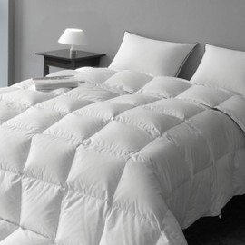 MAXICOZY Hungarian Goose Down Comforter Queen Size, 800 Fill Power Fluffy Down Duvet Insert, Luxurious Lightweight, All Season Medium Warmth Hotel Bed Comforter 90x90 Inches White