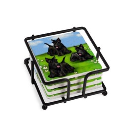 CafePress SCOTTISH TERRIER DOGS PARK Tumbled Stone - Set of 4 Coasters Set of 4 w/holder