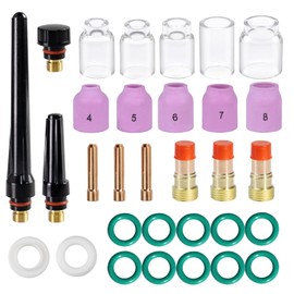 TIANLYLIN 31Pcs TIG Welding Stubby Gas Lens Glass Cup Kit 4# 5# 6# 7# 8# 10# 12# for WP-17/18/26