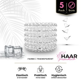 Specora - Spiral Hair Scrunchies Pack of 5 - 5 cm TPU Transparent