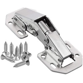 8 x Screw-On Hinges with Spring Opening Angle 90° Cupboards Door Corner Stop and Inner Stop Door Hinges Kitchen Cabinet Wardrobe Cabinet Door Furniture