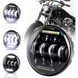 5.75 Inch Led Headlight, 5 3/4 Headlight with White DRL High Low Beam Motorcycle Headlight compatible with Harley Davidson Dyna Sportster Road King Electra Glide Street FLST Super Glides Street Bob