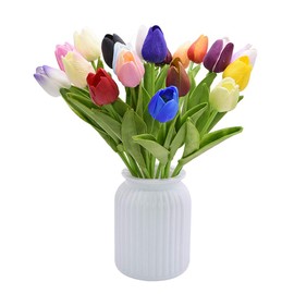 Tvoip 12Pcs/lot 13.8" Tulip Flower Real Touch Flowers Fake Artificial Tulip Bridal Bouquet for Wedding Home Decortion Decorative Flower (Multicolor)