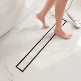 28 Inch Brushed Stainless Steel Tile Insert Invisible Linear Floor Drain Supports DropshippingMaterial: Stainless Steel, Color: Silver