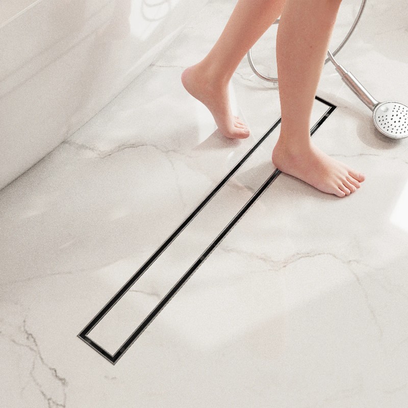 28 Inch Brushed Stainless Steel Tile Insert Invisible Linear Floor