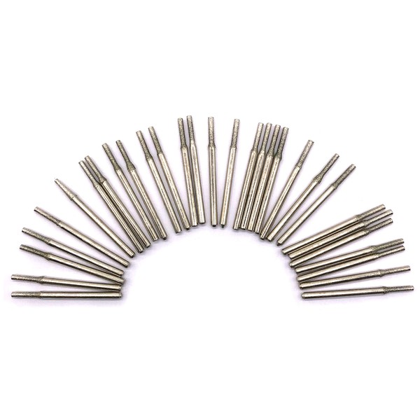 30Pcs Diamond Grinding Bits, 2mm Cylinder Head, 3mm Shank, 45mm