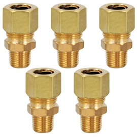 Highcraft D68S-1214-OM-5 Compression x Male Reducing Adapter Pipe Fitting; 1/2" OD. COMP X 1/4" MIP; Lead-Free Brass (5 Pack)