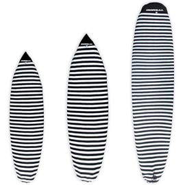 DORSAL Surfboard Sock Cover - UltraLight Protective Day Bag for your Surf Board Black and White Stretchy Polyester 7'0