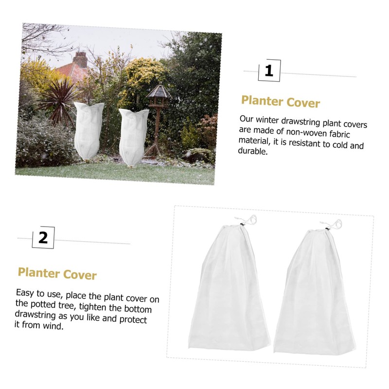 Sosoport 2pcs Plant Protection Cover Greenhouse Frost Guard Drawstring Winter