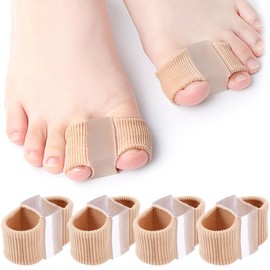 4 Stück Gel Zehenspreizer Hallux Valgus, Schlauchbandagen Silikon Zehenstrecker mit 2 Schlaufen, üBerlappende Zehen Zehenspreizer, 2 Größen S & L, Atmungsaktive Gel Abstandshalter für Frauen Männer