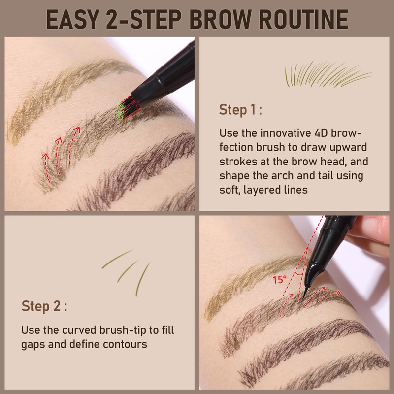 Dual-Ended Microblading Eyebrow Pencil for Women, 2 in 1 Liquid