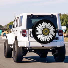 Foruidea Daisy Flower Spare Tire Cover with Backup Camera Hole Wheel Tire Cover Fit Trailer, RV, SUV and Many Vehicle 18inch