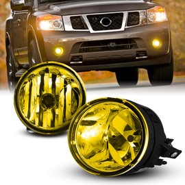 AUTOFREE Fog Lights Compatible with 2004-2015 Nissan Titan/ 2005-2007 Armada Driving Lamp Assembly with Bulbs 899 12V 37.5W- 1 Pair (Yellow Lens)