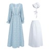 CR ROLECOS Womens Pioneer Dress Floral Prairie Dresses Lace Pilgrim