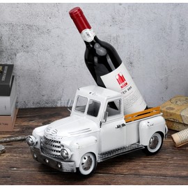 FJJBSD Farmhouse White Truck Decor, Vintage Metal Rustic Outdoor/Indoor Pickup Planter, Decorative Tabletop Storage, Farm Table Car Model Gift