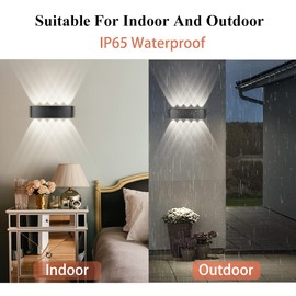 CANMEIJIA Up and Down Wall Lights Black,10W 6500K IP44 Waterproof Aluminum Outdoor Wall Lights,Indoor Wall Lights,Up and Down Lights Outdoor,Outside Wall Lights for Bedroom,Bathroom,Hallway,Garden