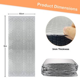 Radiator Reflector Panels 5m x 0.6m, Bubble Radiator Insulation Foil Reflector, Thick DIY Radiator Foil Reduces Heat Loss for Home Saves Energy