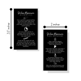 Manicure Removal & Nail Recovery Instruction Cards | 50 Pack | 2x3.5" inch Business Sized Cards | Manicure Aftercare | Nail Artist Supplies | Black and White Design