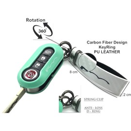 Generic Generic Nordecco Gl?nzende Schlsselanh?nger-Hlle, kompatibel mit FIAT 500C 500C500L Abarth Grande Punto Brava Panda Stilo Linea (wei?er Schlsselanh?nger, mintgrne Hlle)