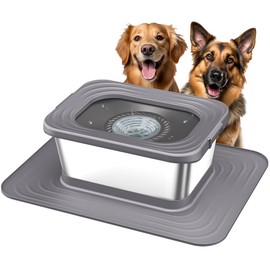 Decflow 10L Stainless Steel Dog Water Bowl, No Spill Anti-Splash Dog Bowls with XXL Silicone Mat, Spill-Proof Slow Feeder for Messy Drinkers, Heavy Duty Pet Bowls for Indoor/Outdoor Use