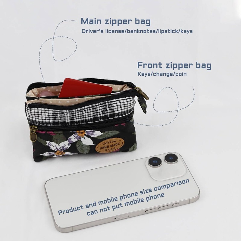 Energather Small Cotton Coin Purse, Coin Purses for Women and