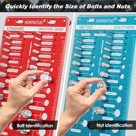 68 Nut and Bolt Thread Checker Standard and Metric,Bolt Size and Thread Gauge with 26 Standard & 26 Metric Bolt & 16 Drill Bit Gauge,Bolt Size Finder Bolt and Nut Identifier Gauge