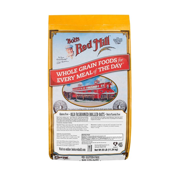 Bob's Red Mill Gluten Free Old Fashion Rolled Oats, 25 Pound