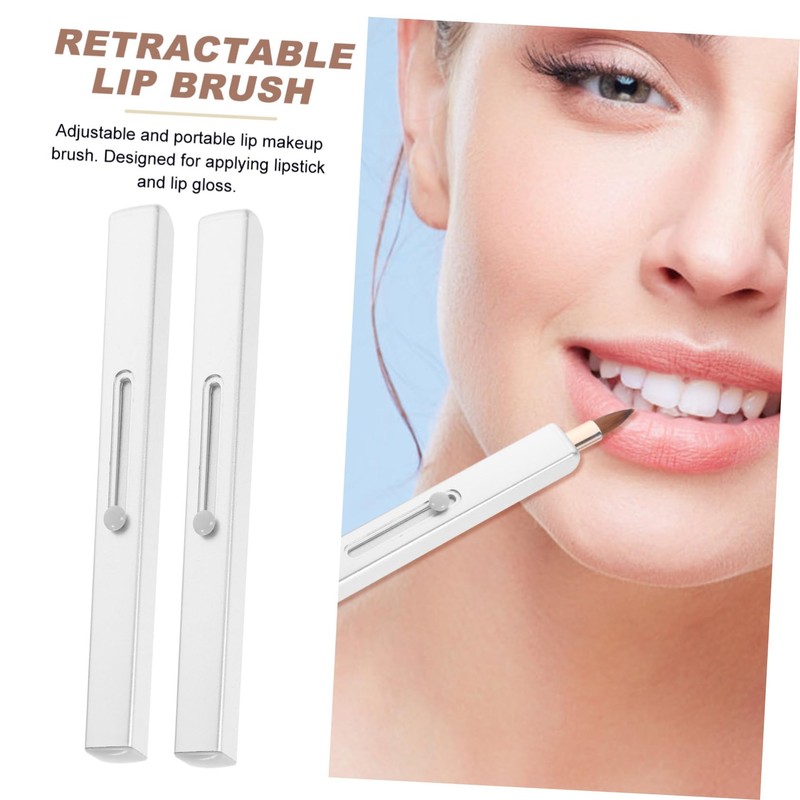 NOLITOY 2 Pack Retractable Lip Brush Precision Lipstick Applicator for