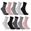 10 Pairs Women's Socks Multicoloured Stripes Dots Hearts Maritime Cotton,