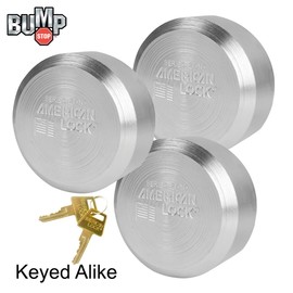 Master Lock American/Master Lock - (3) Keyed Alike Solid Steel, High Security, Hidden Shackle Padlocks, w/Bumpstop Technology A2010NKA-3