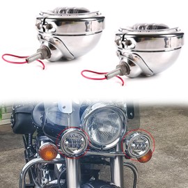 GZLNKU 4.5inch Fog Driving Lights Motorcycle Passing Light with Chrome Housing Bucket