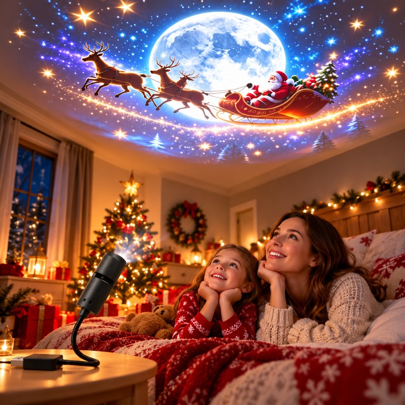 Christmas LED Projector Light – Adjustable Santa Claus and Christmas